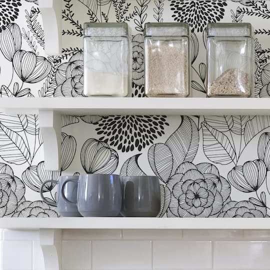 NuWallpaper Black Secret Garden Peel & Stick Wallpaper
